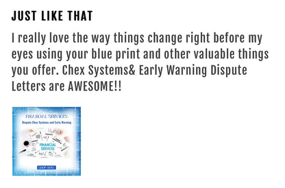 DONE FOR YOU- Get Out of Chex Systems and or Early Warning Services